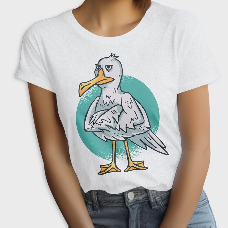 Cartoon Seagull Bird Angry, Tricou Femei