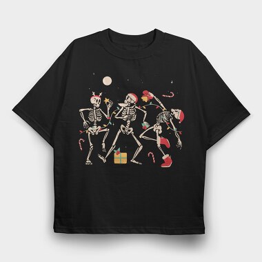 Quirky Christmas Dancing Skeletons, Tricou Oversize Barbati (Unisex)