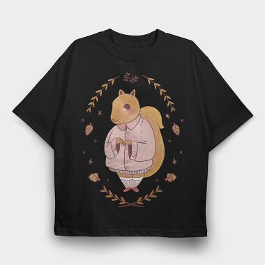 Cute Squirrel Cottagecore, Tricou Oversize Barbati (Unisex)