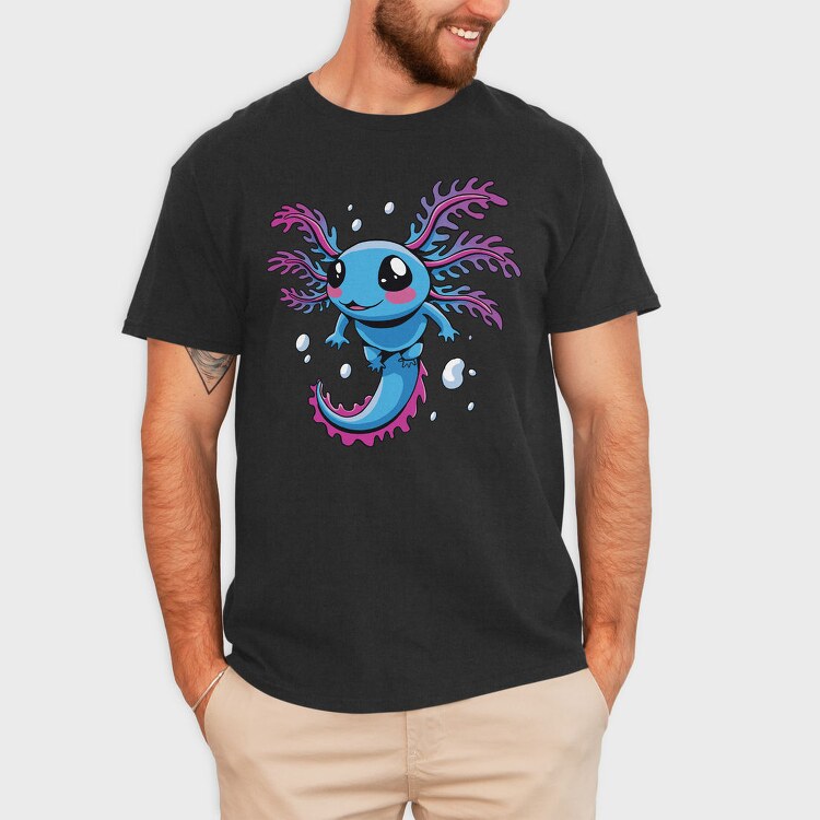 Cute Swimming Axolotl, Tricou Barbati (Unisex)