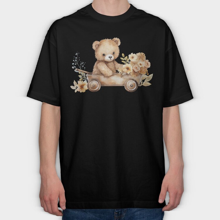 Watercolor Teddy Flower, Tricou Oversize Barbati (Unisex)