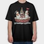 Watercolor Snowmen Wine, Tricou Oversize Barbati (Unisex)