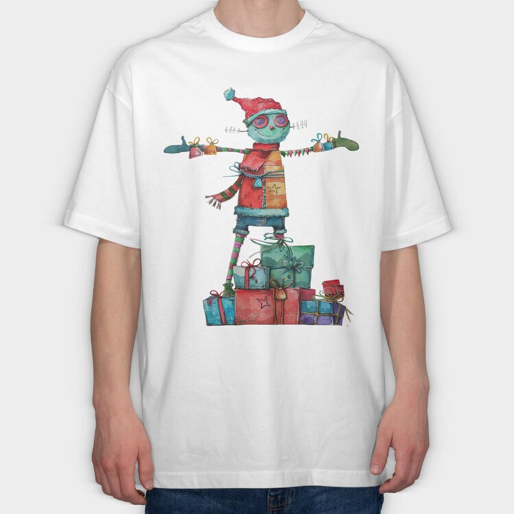 Watercolor Santa Sack, Tricou Oversize Barbati (Unisex)