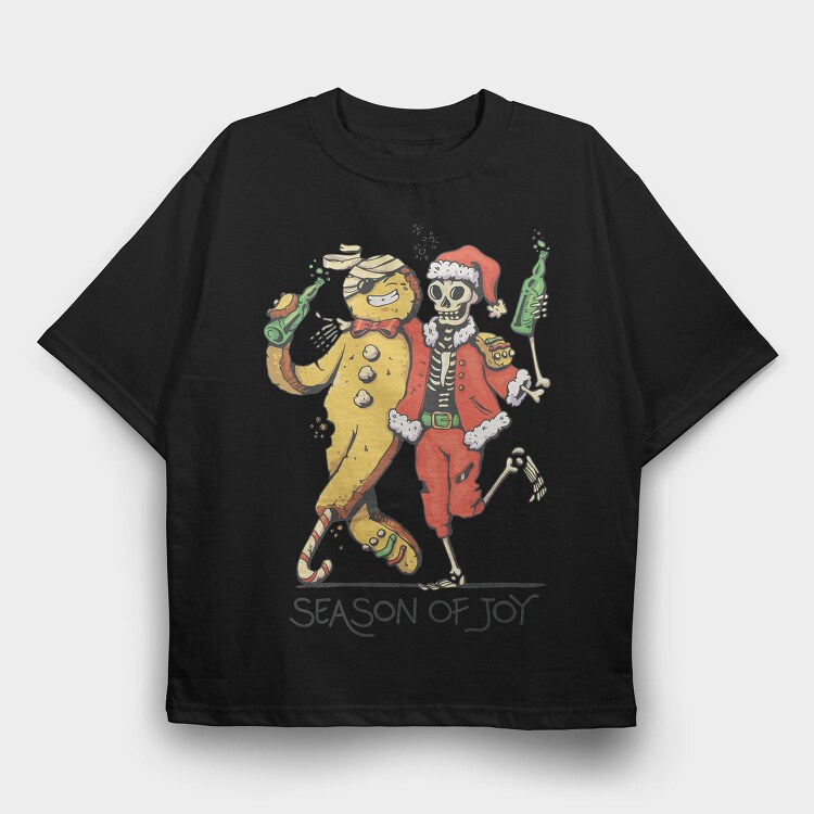 Cool Anti Christmas Skeleton Santa Ginger Cookie, Tricou Oversize Barbati (Unisex)
