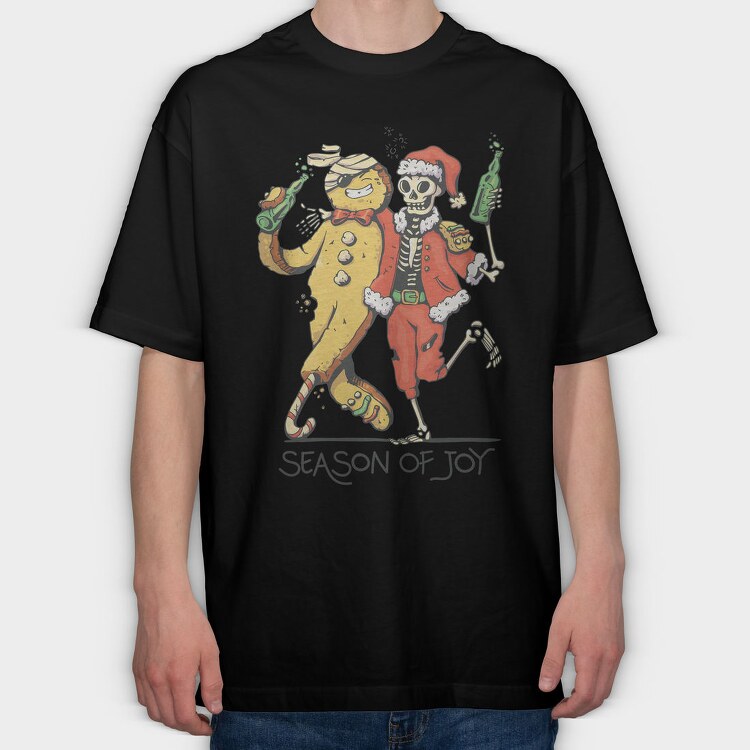 Cool Anti Christmas Skeleton Santa Ginger Cookie, Tricou Oversize Barbati (Unisex)