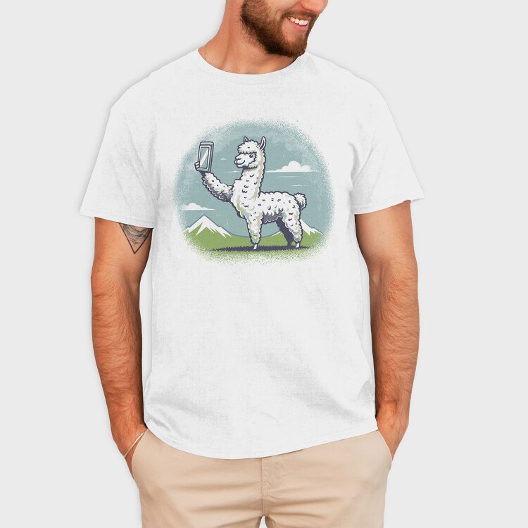 Llama Selfie Request, Tricou Barbati (Unisex)
