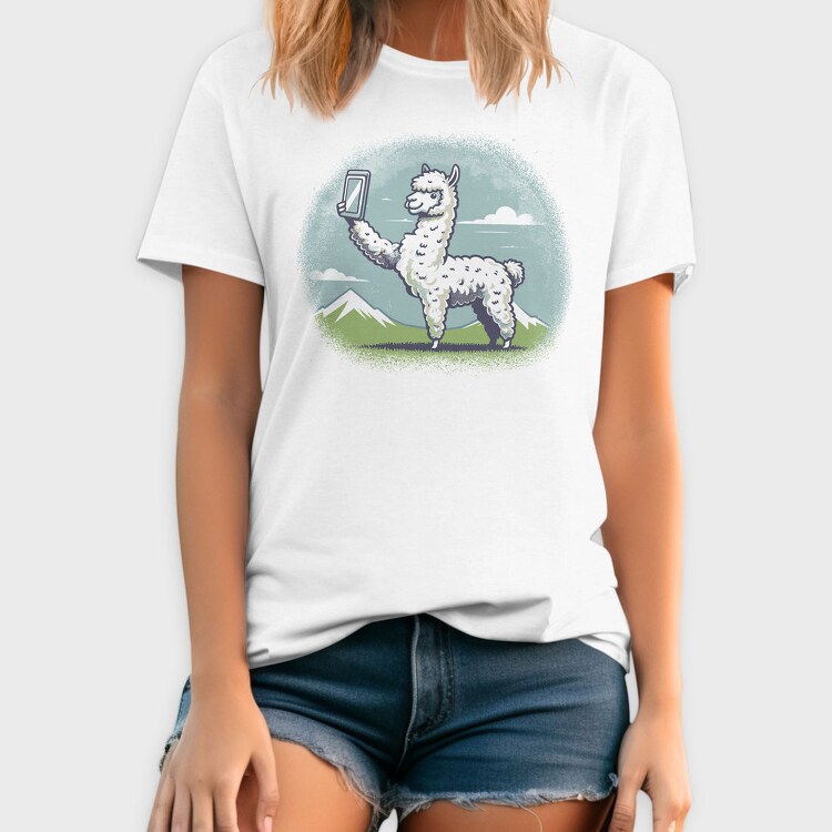 Llama Selfie Request, Tricou Barbati (Unisex)