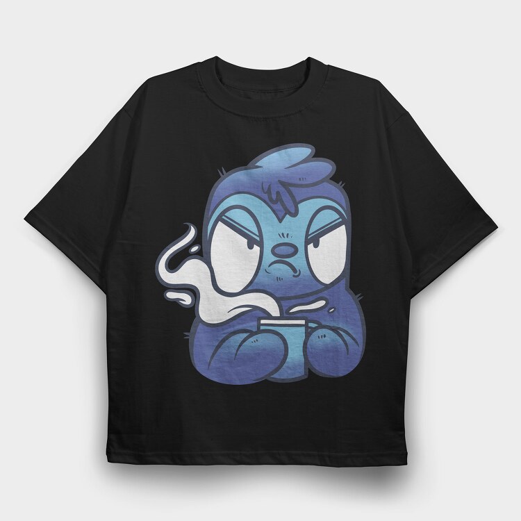 Cartoon Sloth With Coffee Drink, Tricou Oversize Barbati (Unisex)