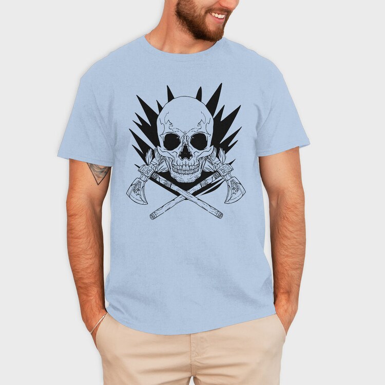 Skull With Axe Weapons Axes, Tricou Barbati (Unisex)