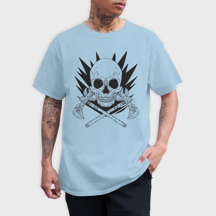 Skull With Axe Weapons Axes, Tricou Barbati (Unisex)