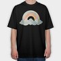 Watercolor Rainbow Clouds, Tricou Oversize Barbati (Unisex)