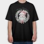 Watercolor Santa Wreath, Tricou Oversize Barbati (Unisex)