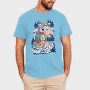 Cartoon Unicorn Hiking Pee On Mountain, Tricou Barbati (Unisex)