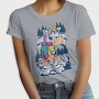 Cartoon Unicorn Hiking Pee On Mountain, Tricou Femei