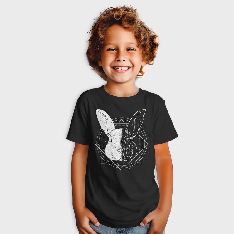 Rabbit Animal Divided Skull Head, Tricou Copii