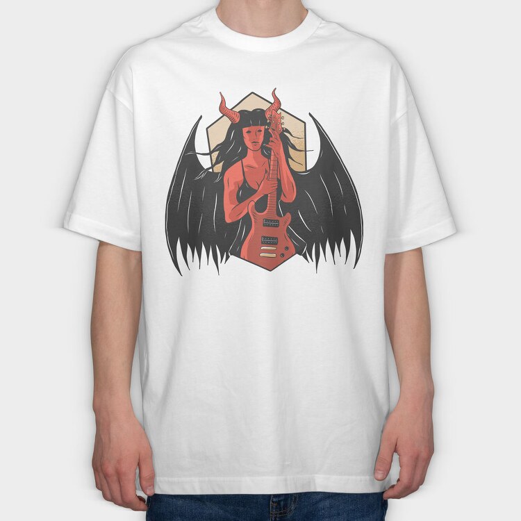 Demon With Guitar, Tricou Oversize Barbati (Unisex)