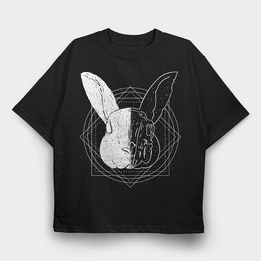 Rabbit Animal Divided Skull Head, Tricou Oversize Barbati (Unisex)