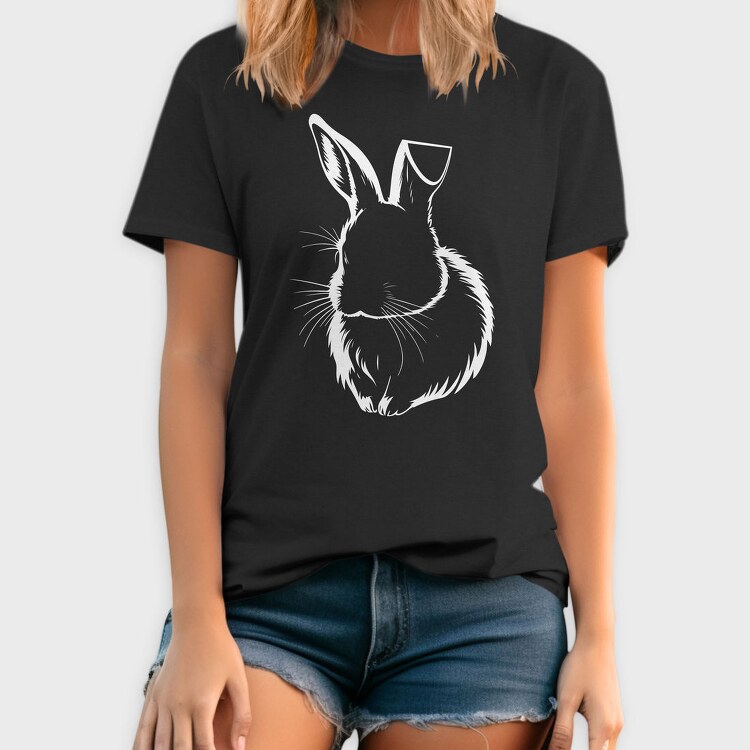 Rabbit White Outline, Tricou Barbati (Unisex)