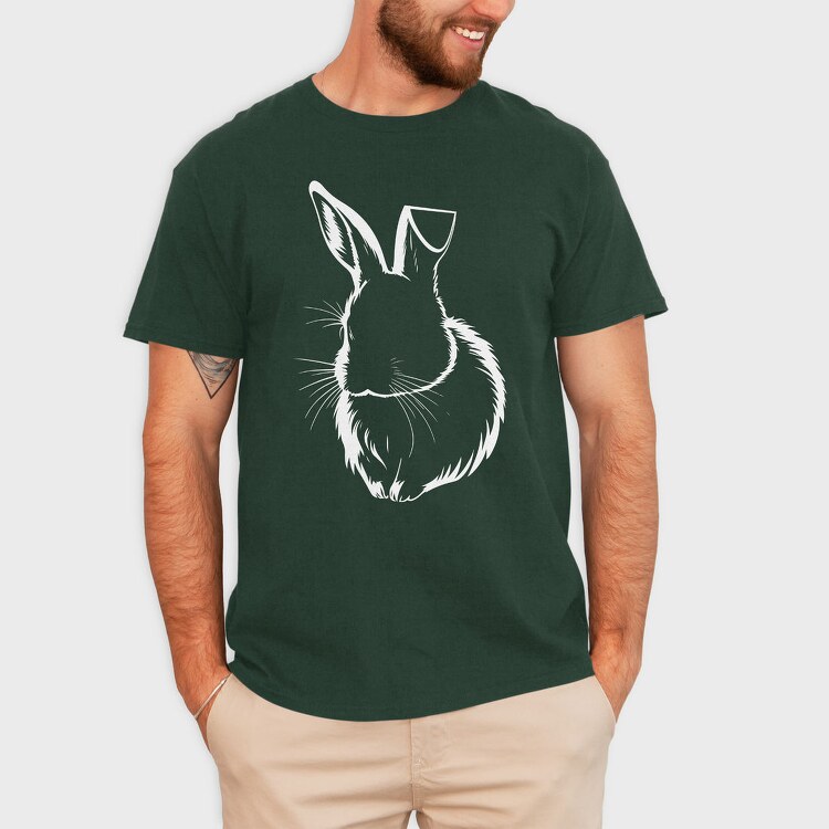 Rabbit White Outline, Tricou Barbati (Unisex)
