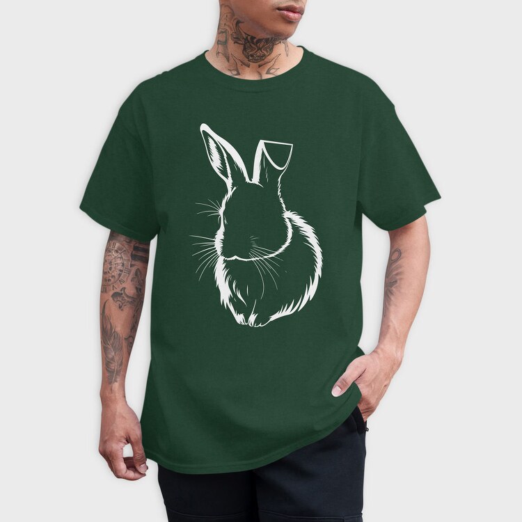 Rabbit White Outline, Tricou Barbati (Unisex)