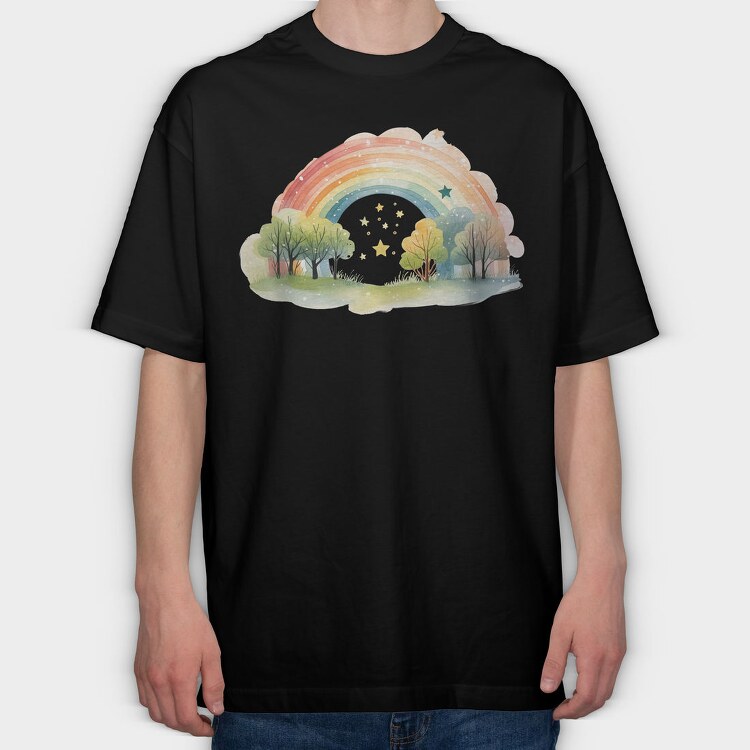 Watercolor Rainbow Fantasy, Tricou Oversize Barbati (Unisex)