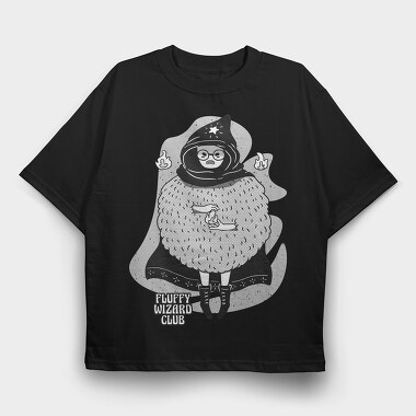 Cartoon Wizard Boy Fantasy Fluffy Club, Tricou Oversize Barbati (Unisex)