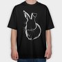Rabbit White Outline, Tricou Oversize Barbati (Unisex)