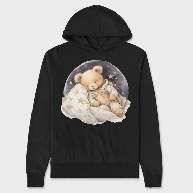Watercolor Teddy Night, Hanorac Oversize Barbati (Unisex)