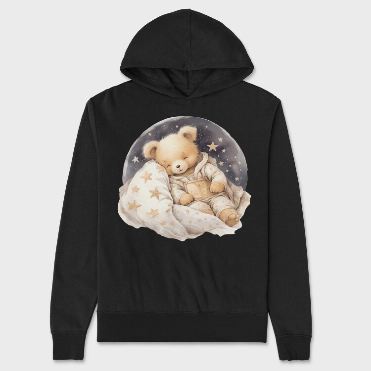 Watercolor Teddy Night, Hanorac Oversize Barbati (Unisex)