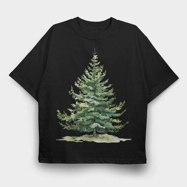 Watercolor Tree Clipping, Tricou Oversize Barbati (Unisex)