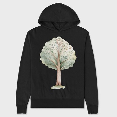 Watercolor Tree Forest, Hanorac Oversize Barbati (Unisex)