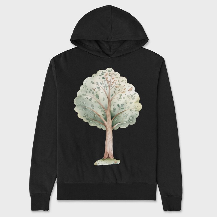 Watercolor Tree Forest, Hanorac Oversize Barbati (Unisex)