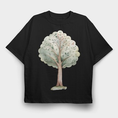 Watercolor Tree Forest, Tricou Oversize Barbati (Unisex)