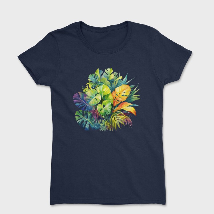 Watercolor Tropical Leaves, Tricou Femei