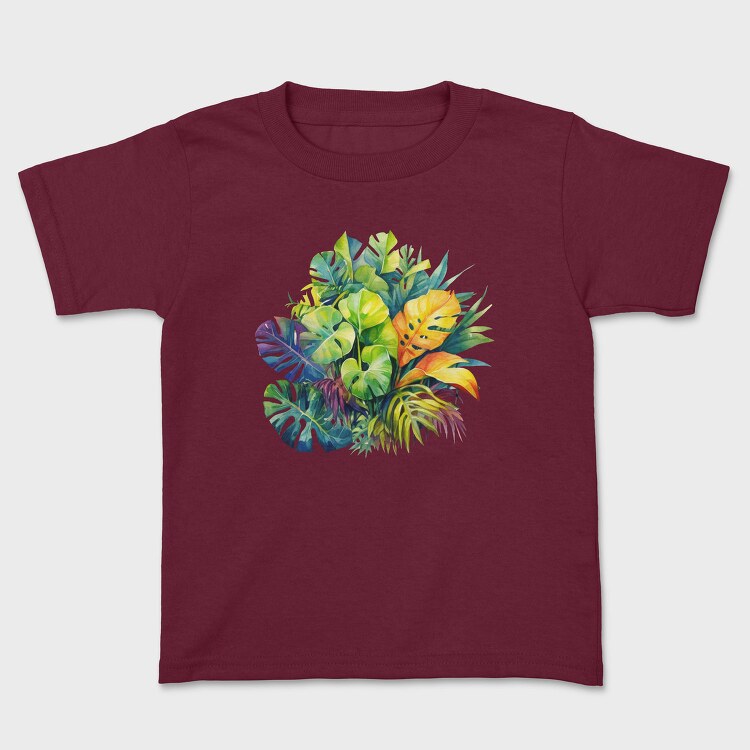 Watercolor Tropical Leaves, Tricou Copii