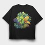 Watercolor Tropical Leaves, Tricou Oversize Barbati (Unisex)