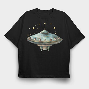 Watercolor Ufo Nursery, Tricou Oversize Barbati (Unisex)