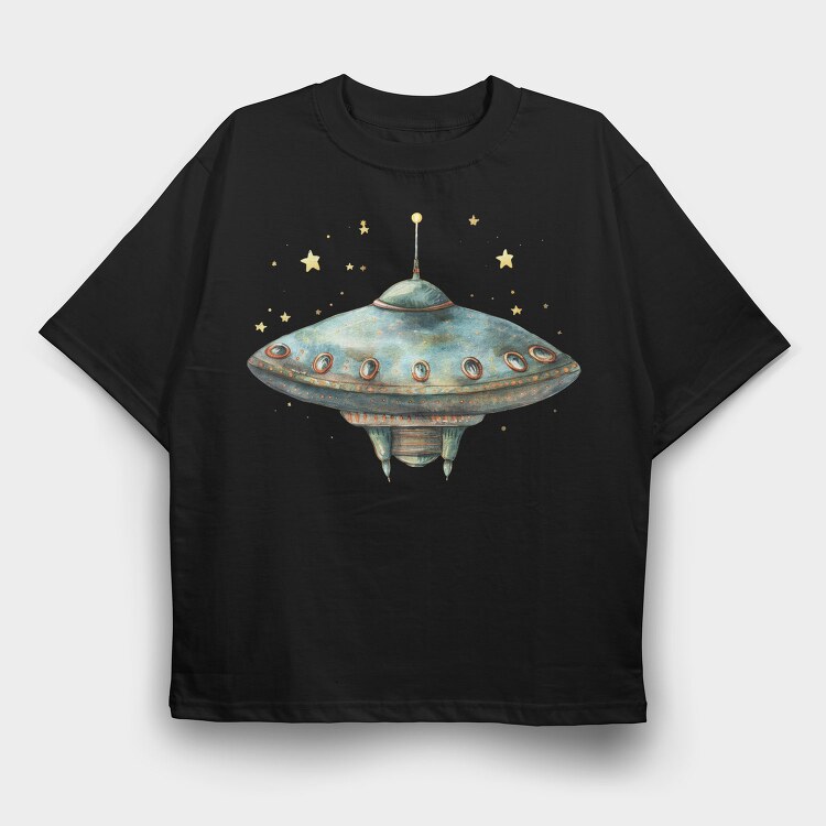 Watercolor Ufo Nursery, Tricou Oversize Barbati (Unisex)