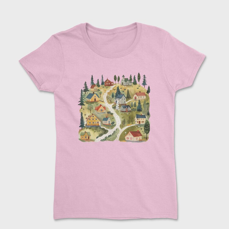Watercolor Village Nest, Tricou Femei