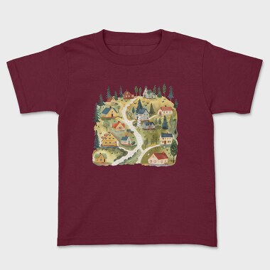 Watercolor Village Nest, Tricou Copii