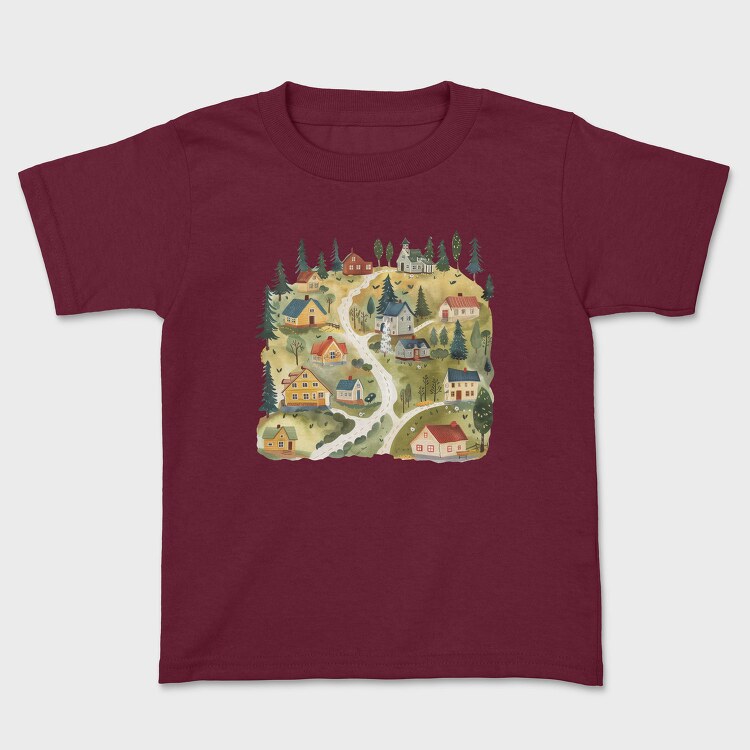 Watercolor Village Nest, Tricou Copii