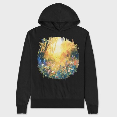 Watercolor Woodland Forest, Hanorac Oversize Barbati (Unisex)