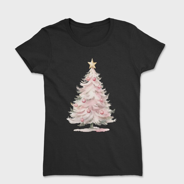 Watercolor Xmas Tree, Tricou Femei