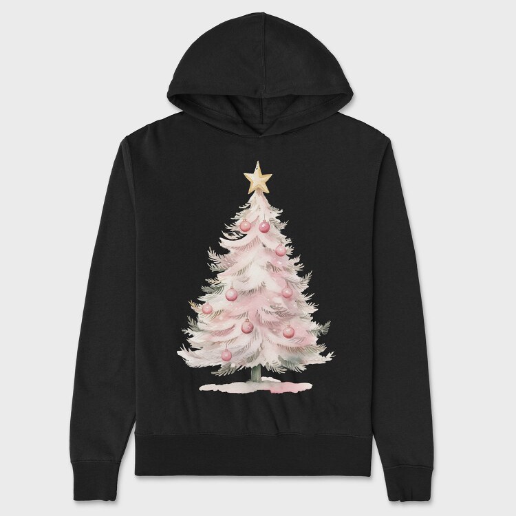 Watercolor Xmas Tree, Hanorac Oversize Barbati (Unisex)
