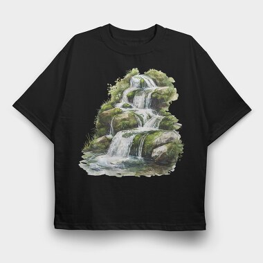 Waterfall Forest Cliff, Tricou Oversize Barbati (Unisex)