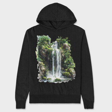 Waterfall Forest Clipart, Hanorac Oversize Barbati (Unisex)