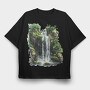Waterfall Forest Clipart, Tricou Oversize Barbati (Unisex)