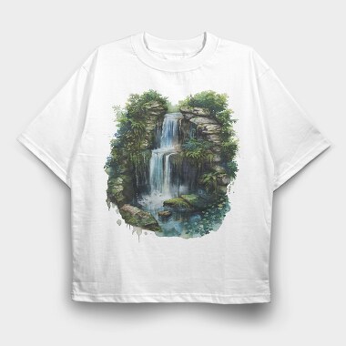 Waterfall Jungle Forest, Tricou Oversize Barbati (Unisex)
