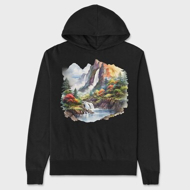 Waterfall Mountain Cliff, Hanorac Oversize Barbati (Unisex)