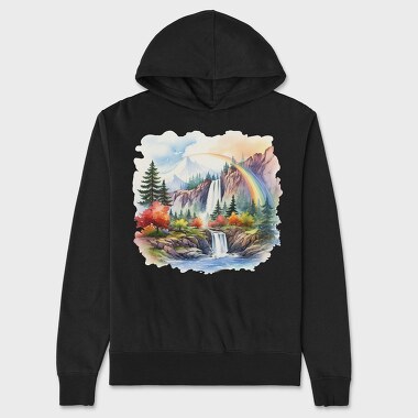 Waterfall Rainbow Mountain, Hanorac Oversize Barbati (Unisex)